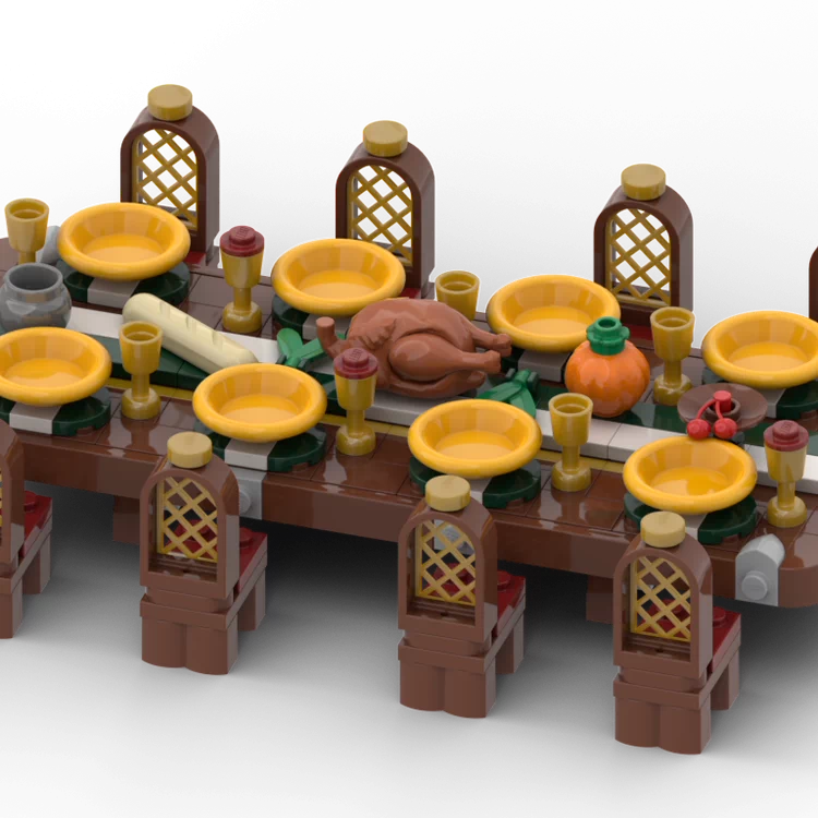 MOC-164216 building block medieval dining table model assembly