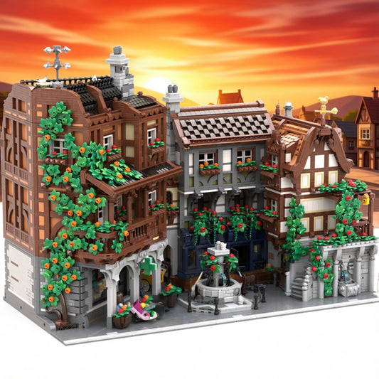 MOC-164454 Assembled building block toy model of a tavern with wine cellar in the old city