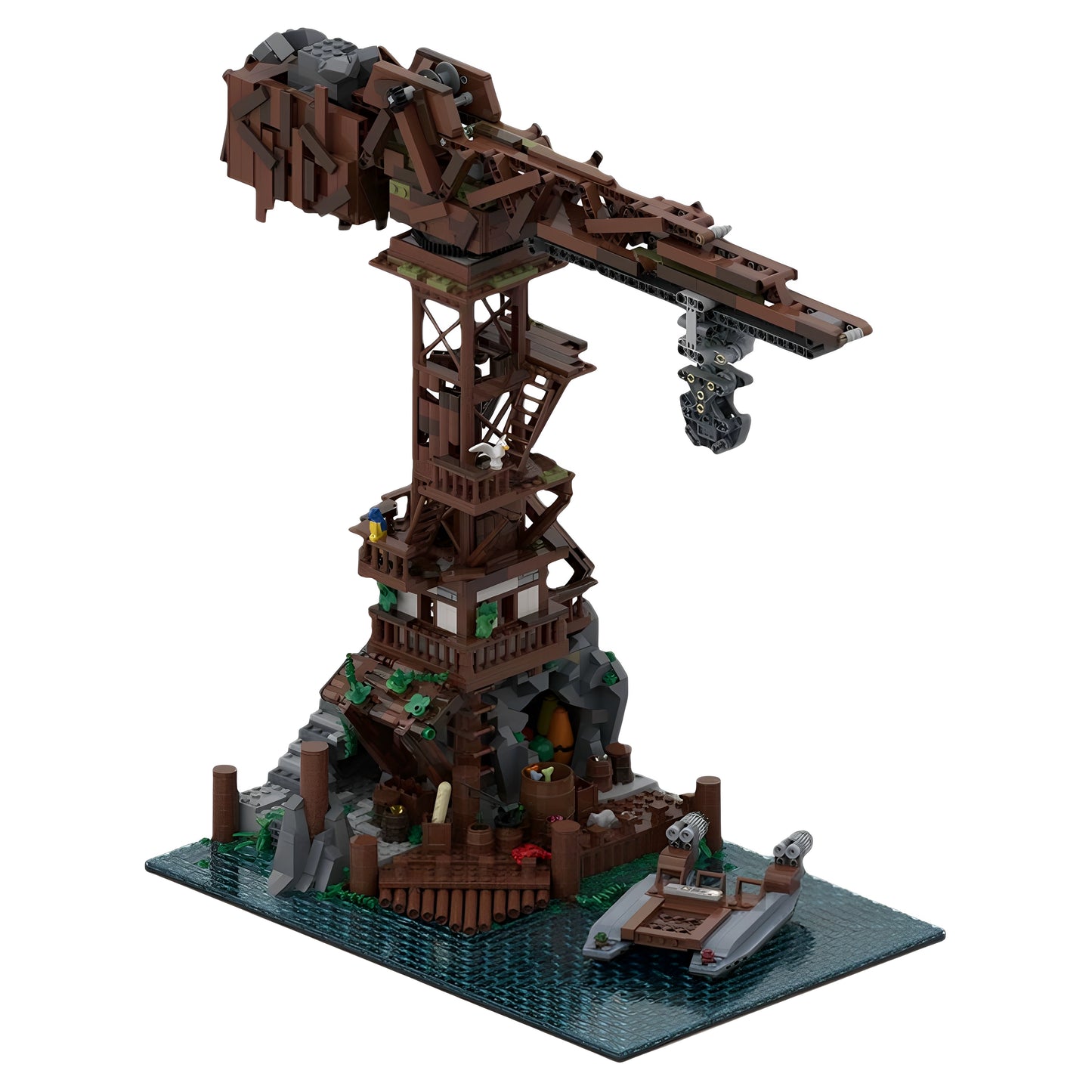 MOC-187375 Medieval Architecture Ninjago Port Crane Building Block Toy Model