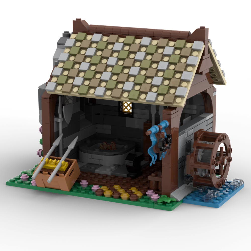 MOC-188974 Blacksmith shop medieval house street scene quaint
