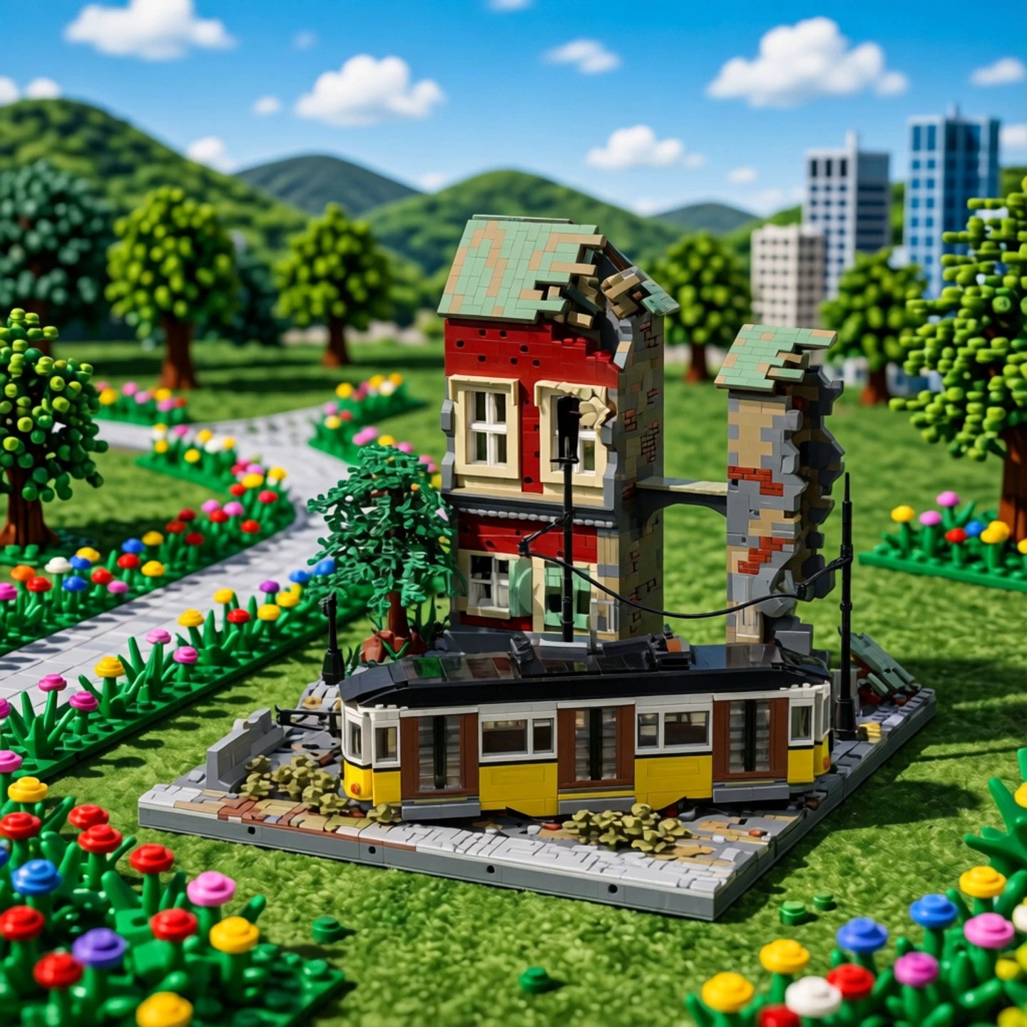 MOC-191698 Ruined house scene 219884 Building blocks educational toy model