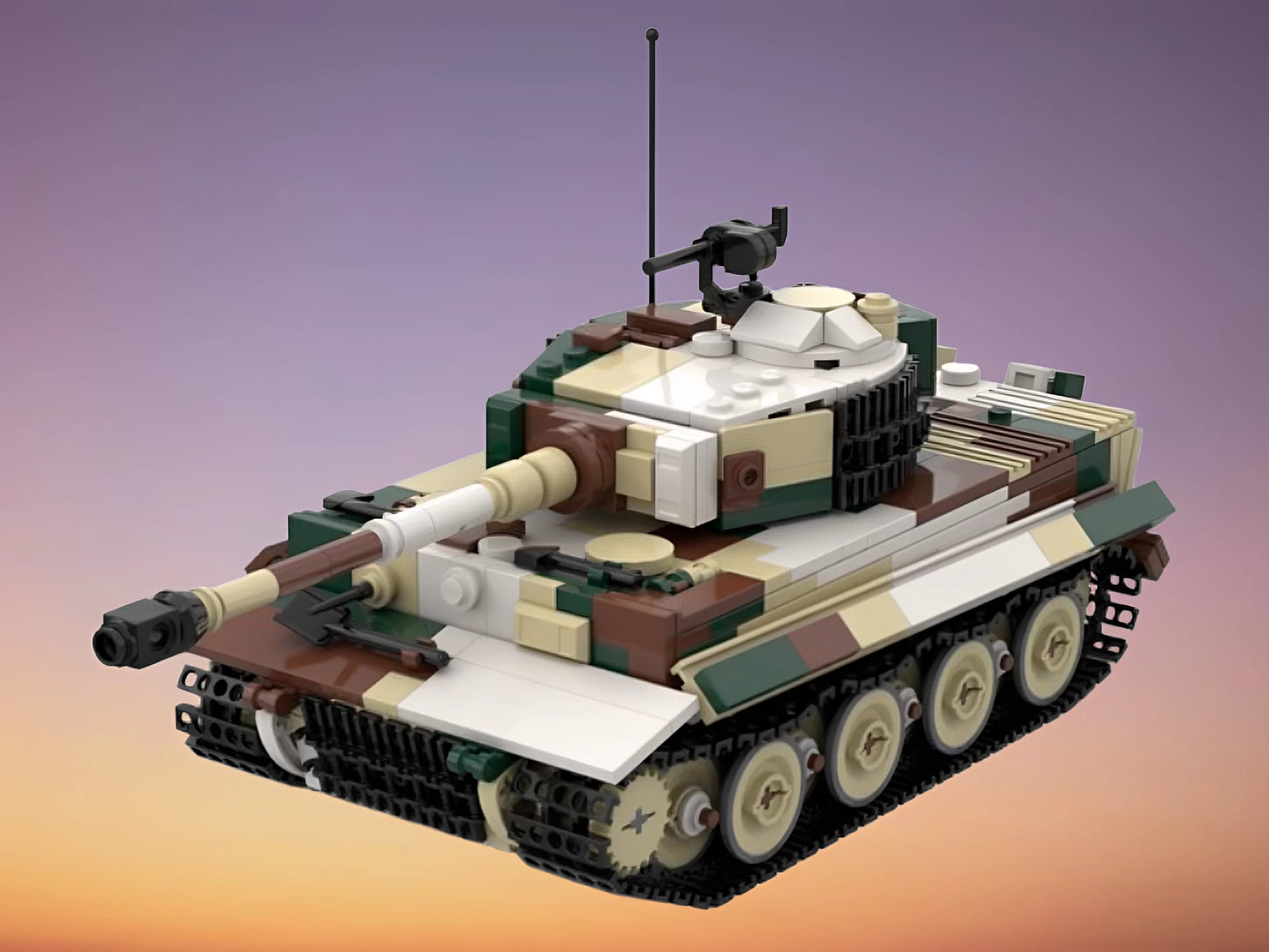 MOC-192054 Tiger E-type German tank V2 winter building block educational toy model