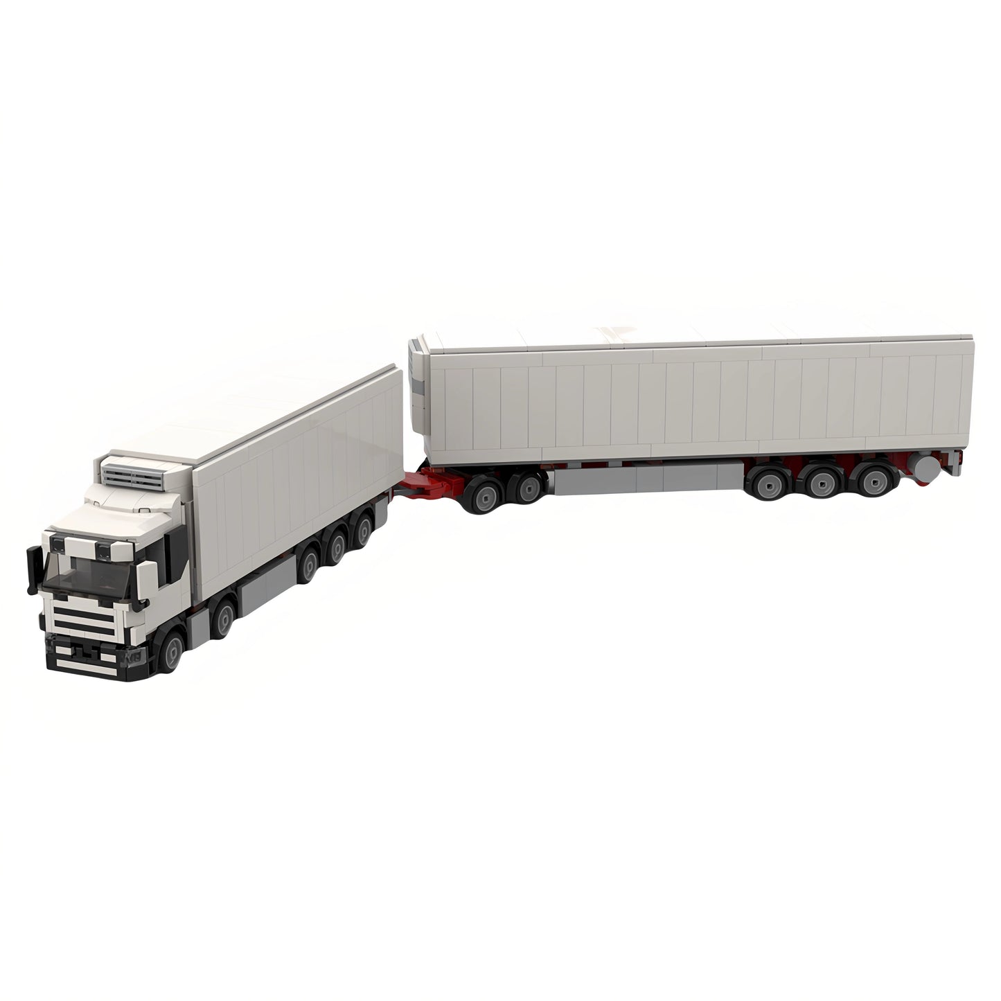 MOC-193350 refrigerated truck with double trailer home forklift building blocks toy model gift ornaments