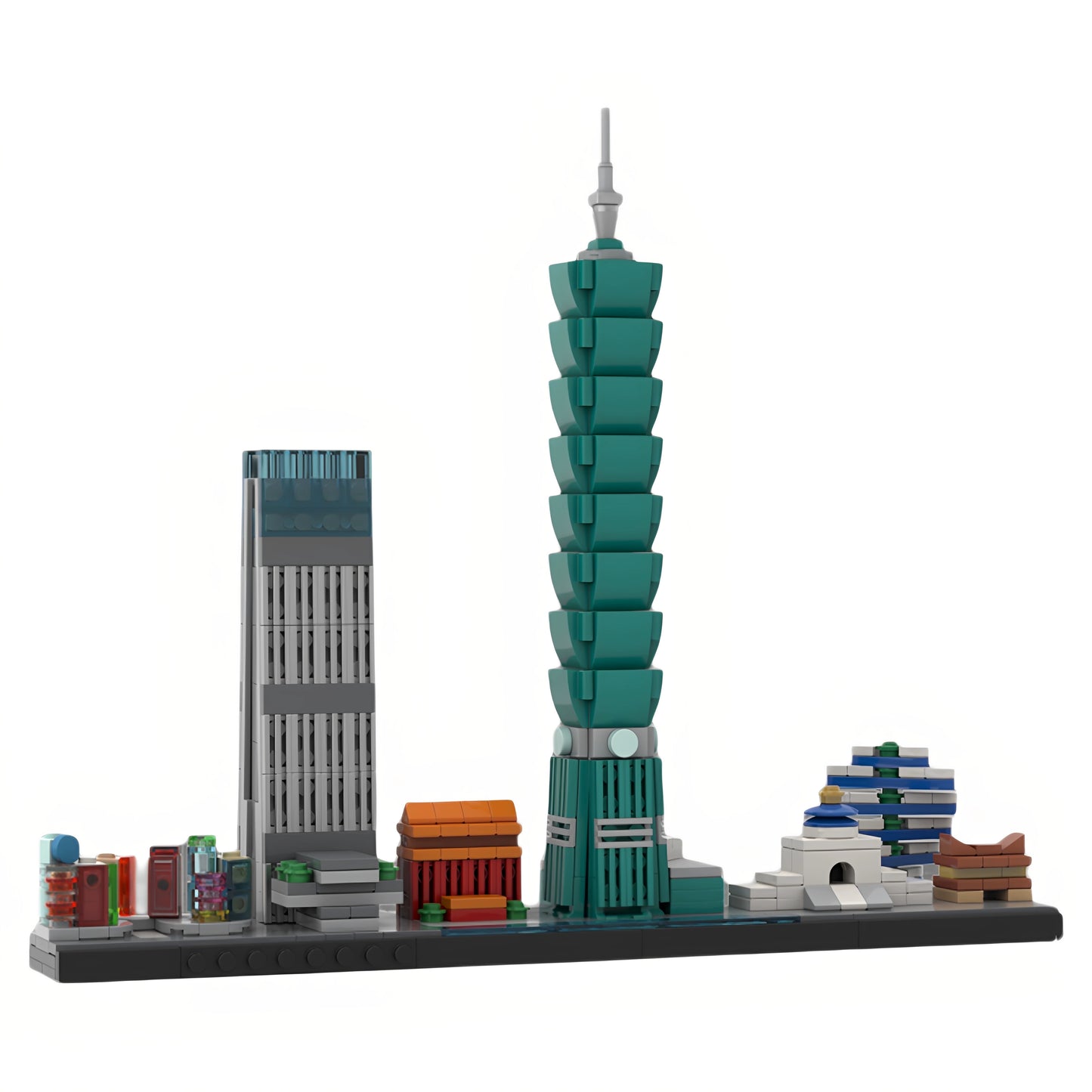 MOC-194007 Taipei Skyline Building Street View Building Blocks Toy Model Gift Ornament