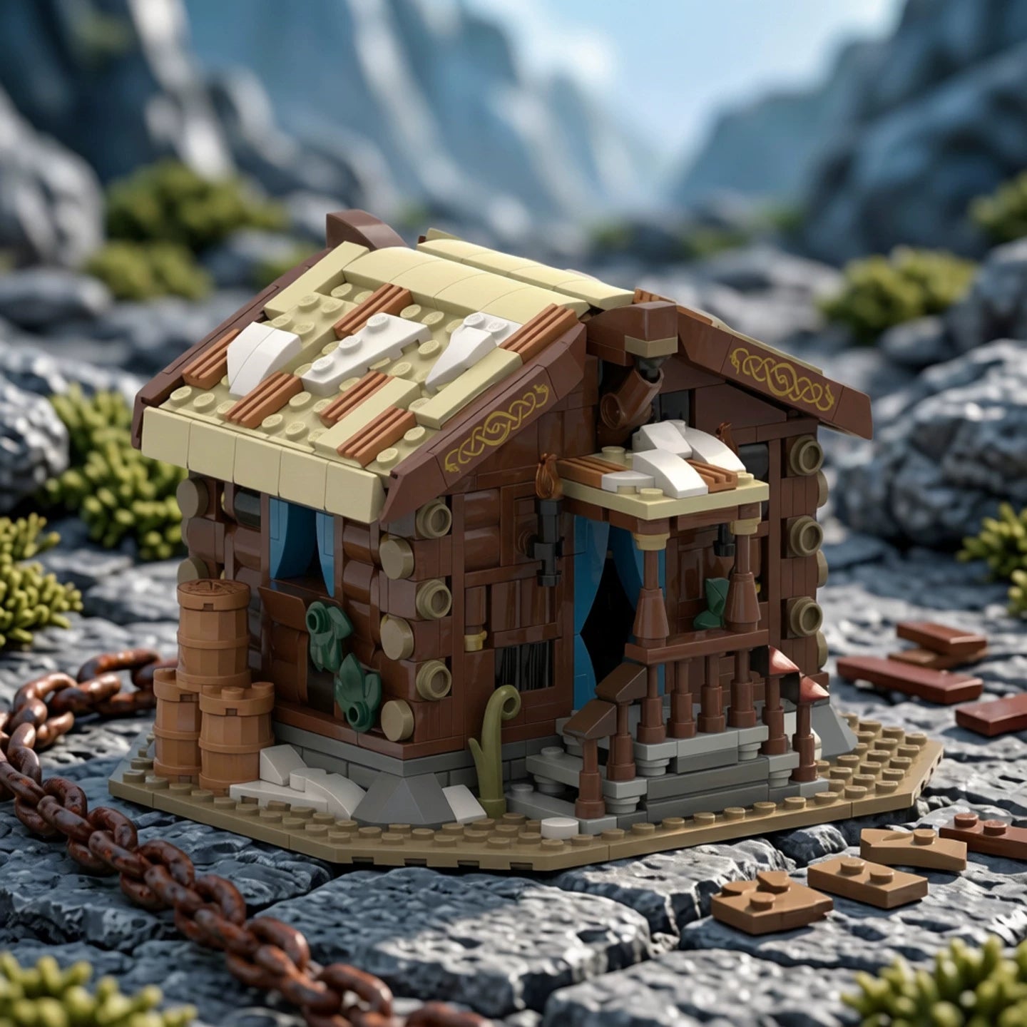 MOC-196673 Medieval house Viking building blocks educational toy model ornaments