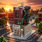 MOC-199509 Building hot-selling street view red No. 1 modular apartment building block model ornaments