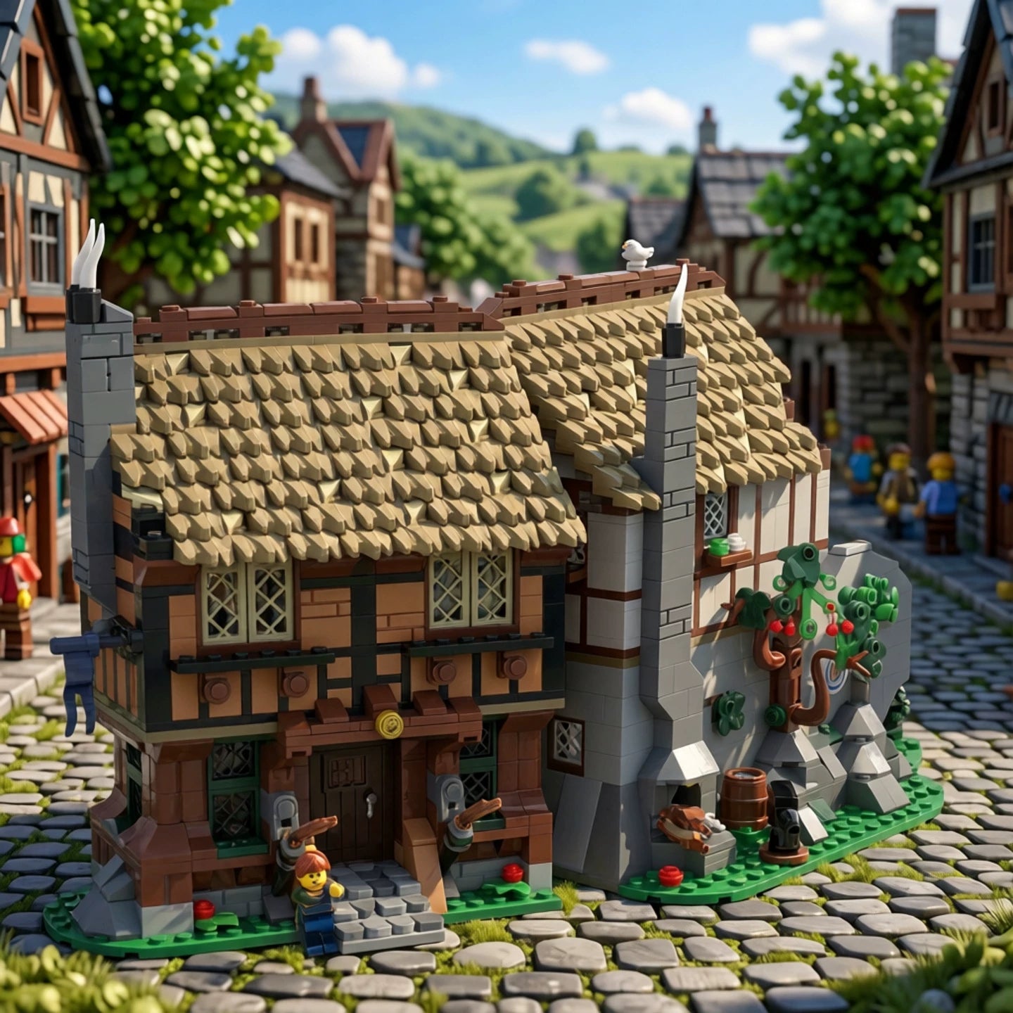 MOC-200960 Medieval blacksmith and merchant building block educational toy model gift ornament