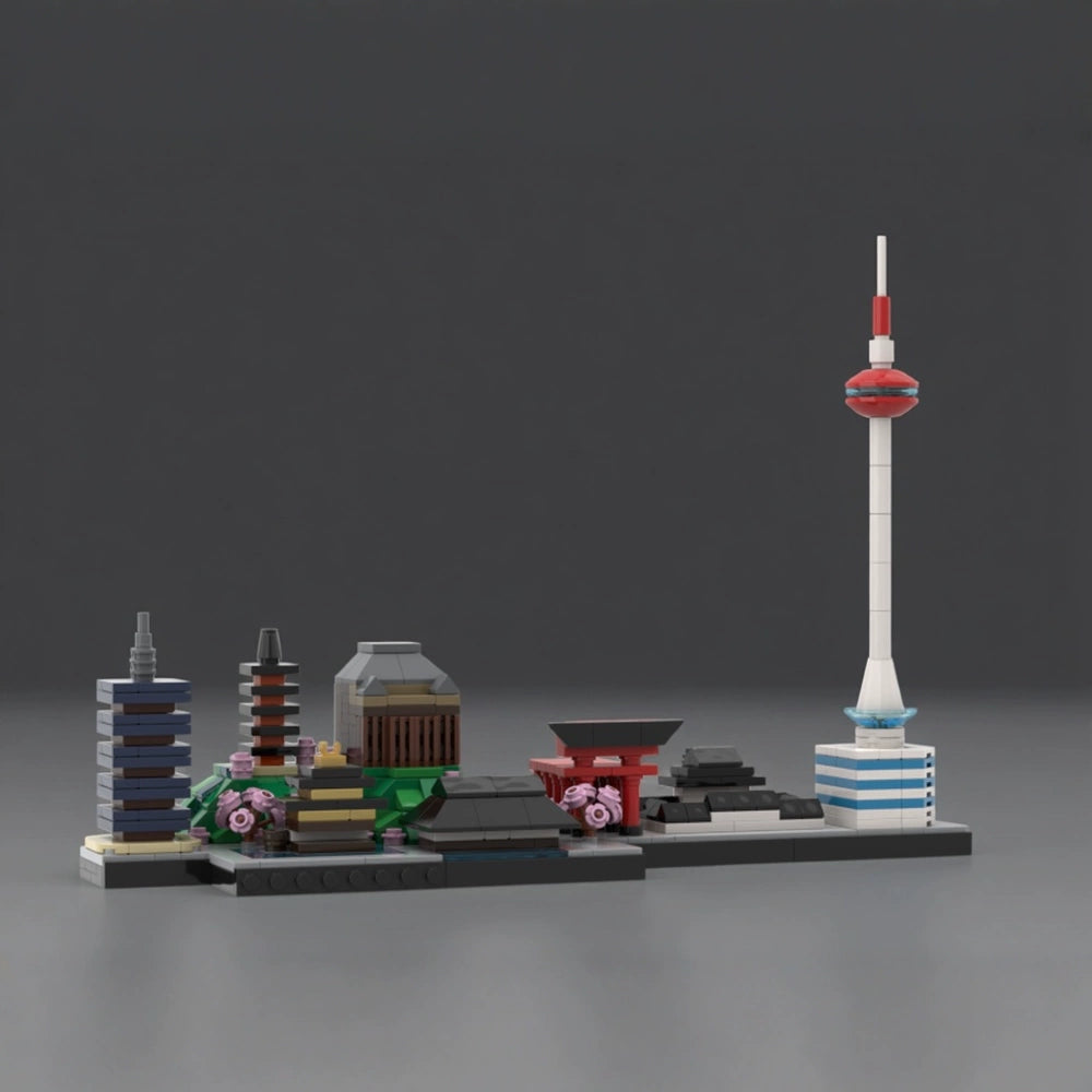 MOC-202184 Kyoto Skyline Building Street View Building Blocks Puzzle Model Gift Ornament