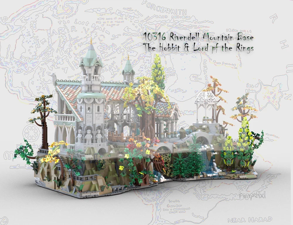 MOC-209992 Rivendell's Mountain Base Hobbit Lord of the Rings building block toys