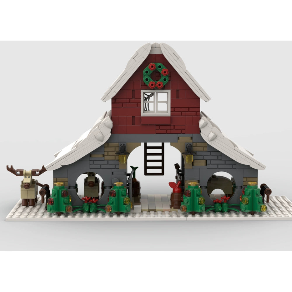 MOC-210449 Puzzle Christmas holiday assembled building blocks reindeer stable model building series