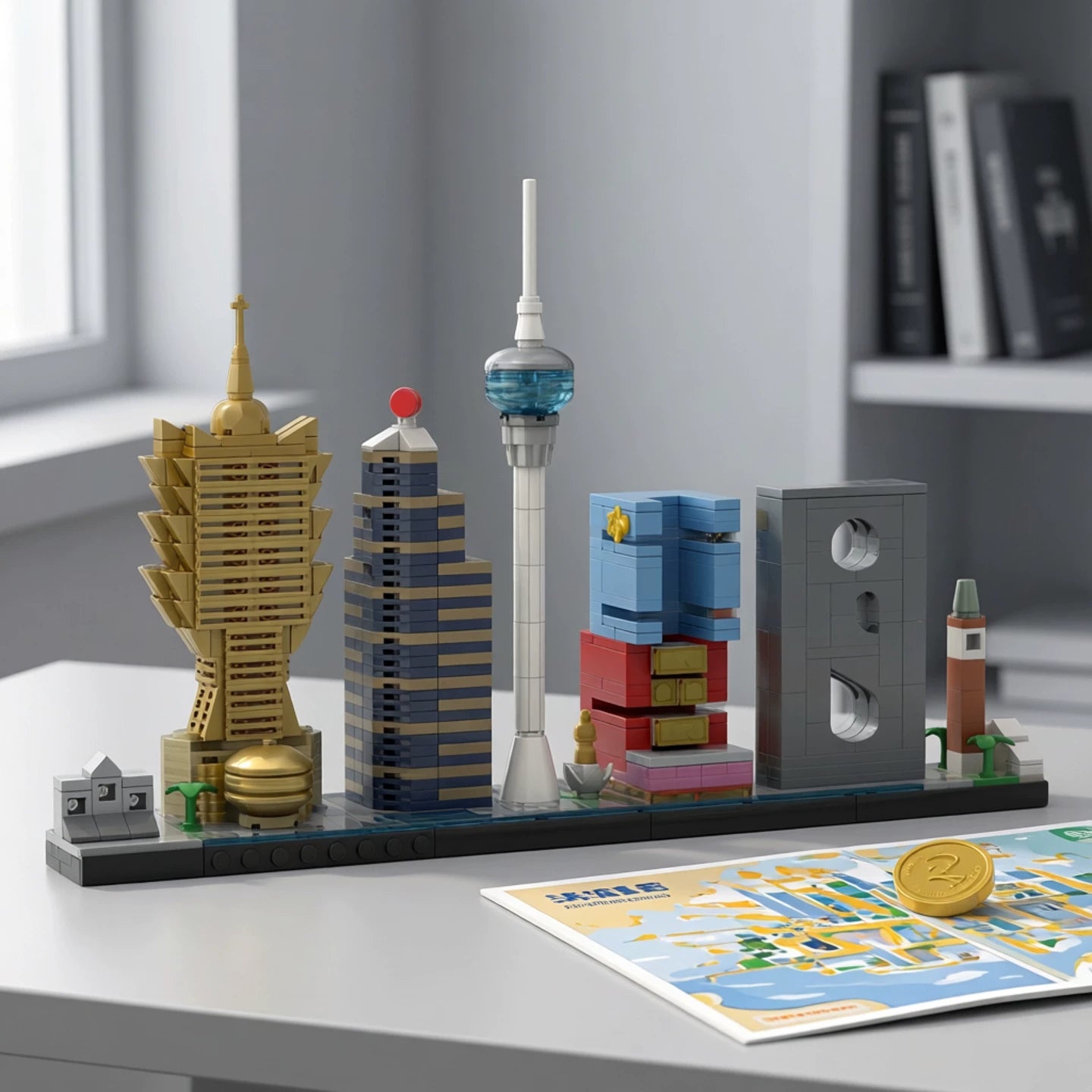 MOC-214768 Macau Skyline Street View Building Blocks Toy Model Gift Ornament