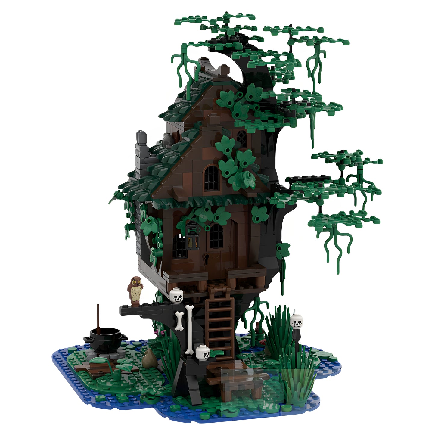 MOC-216099 Witch Swamp Treehouse Building Old School Castle Building Block Model Gift Ornament
