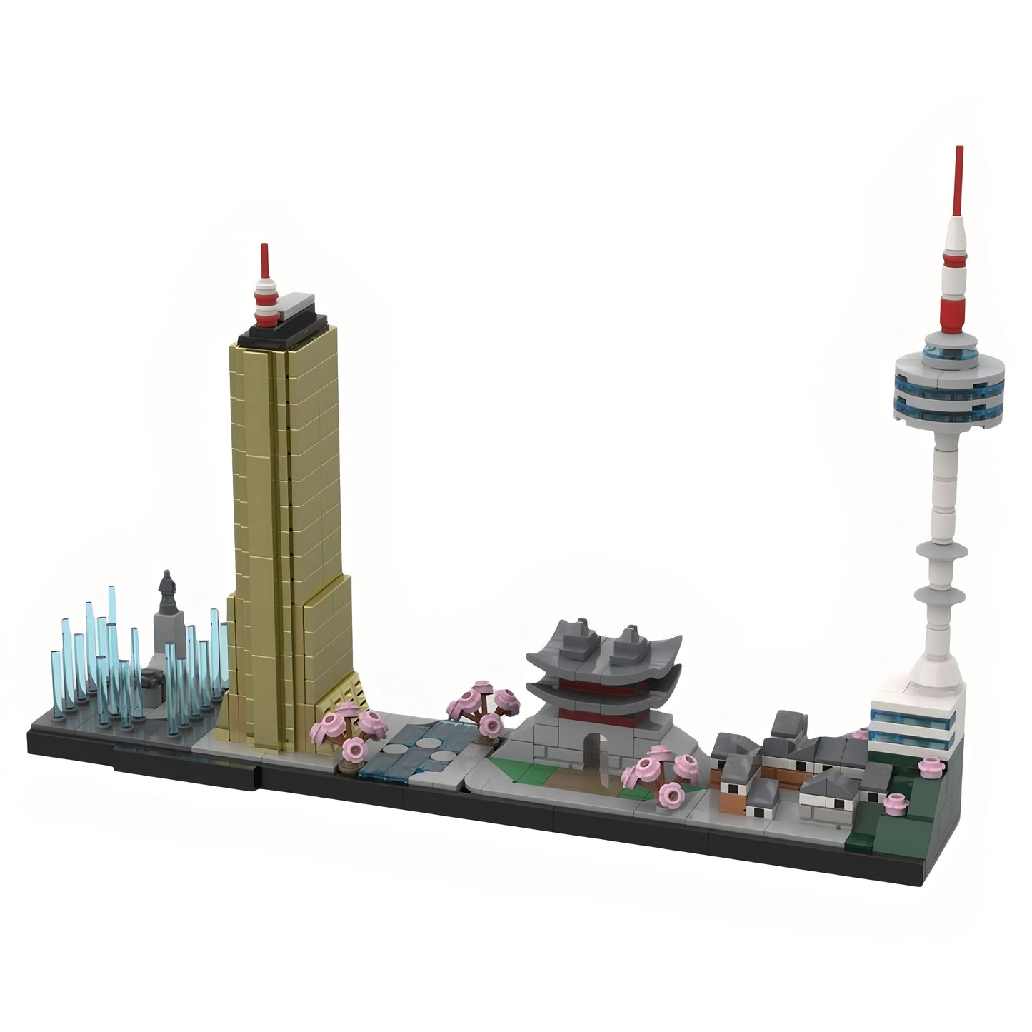 MOC-222506 Seoul city skyline building street view city building blocks toys gift ornaments
