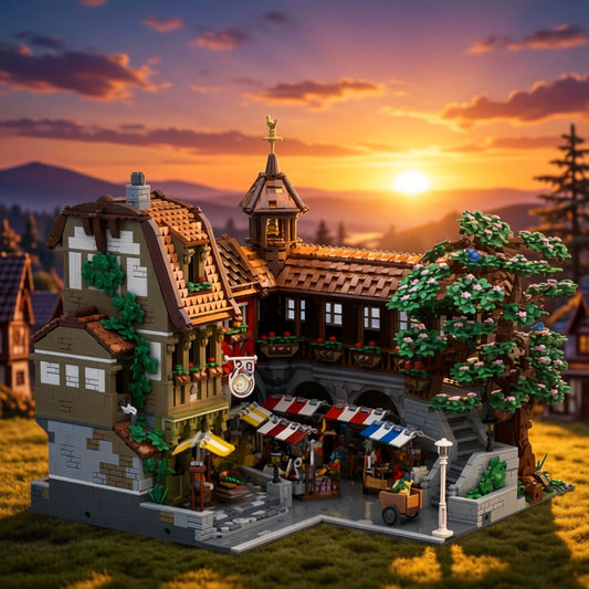 MOC-227299 Farmers Market Construction Market Assembled Building Blocks Educational Toys Model Ornaments