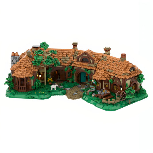 MOC-231009 Green Dragon Hotel Building Giant House Building Block Toy Model Gift Ornament