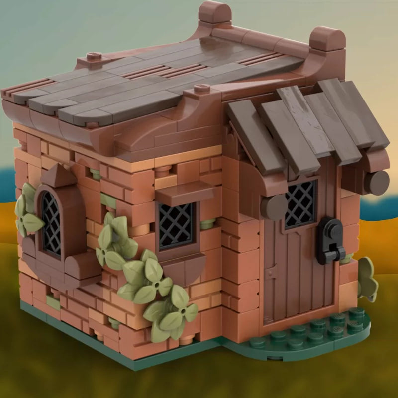 MOC-253554 orange brick house shack hut puzzle assembled building block model series