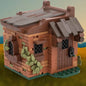 MOC-253554 orange brick house shack hut puzzle assembled building block model series