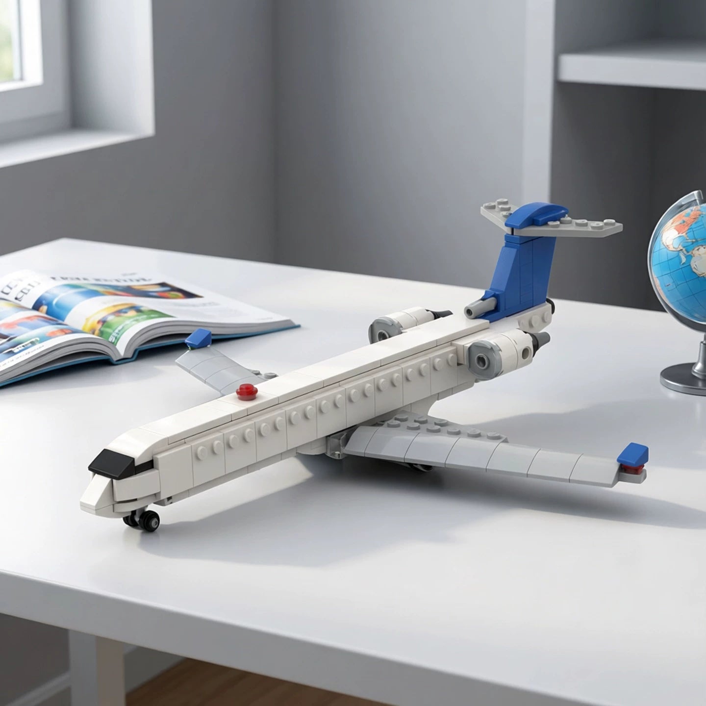 MOC-32482 technology aircraft 1:125 scale CRJ700 building block puzzle model ornaments