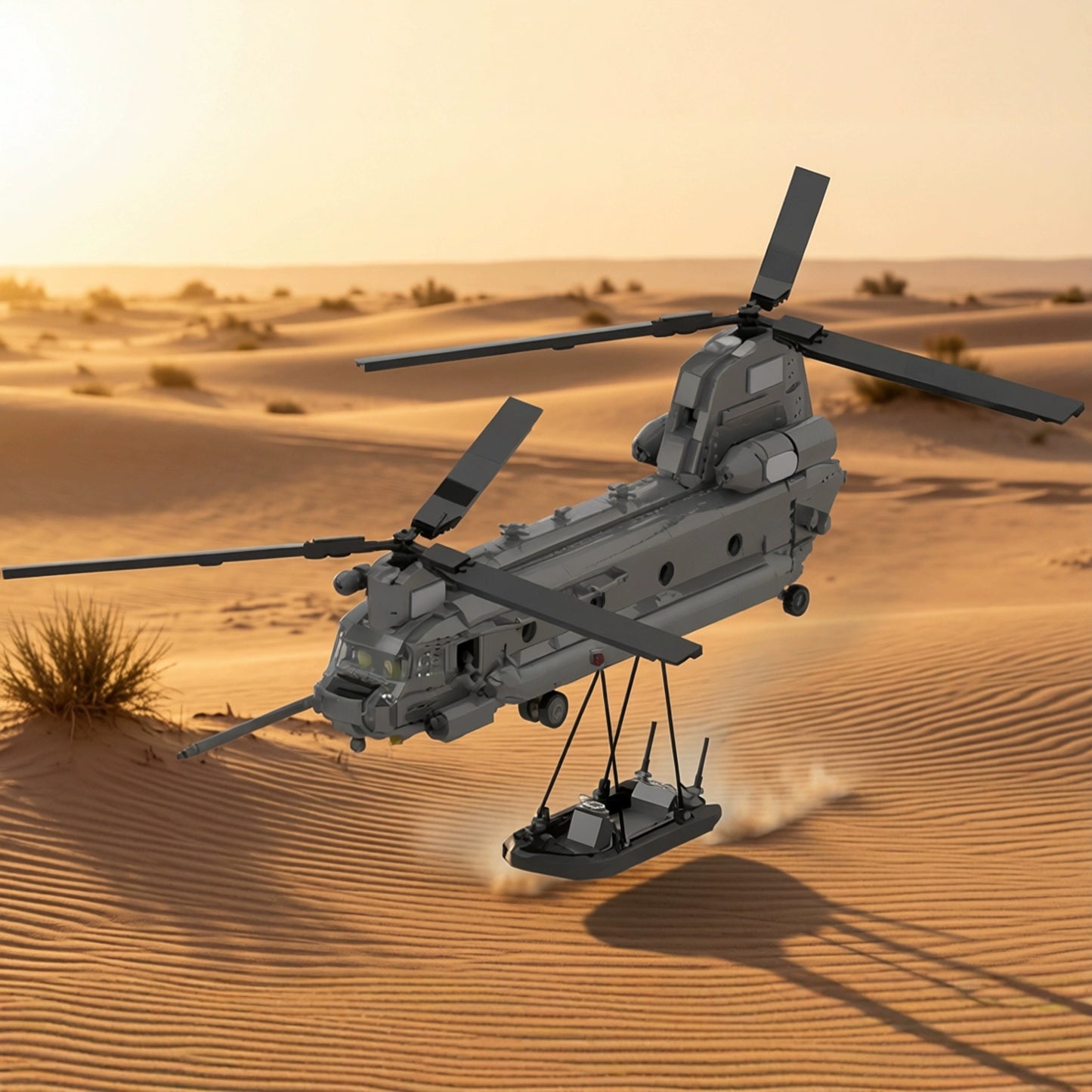 MOC-37497 Military aircraft helicopter Boeing MH-47 ornaments 1:33 building block model