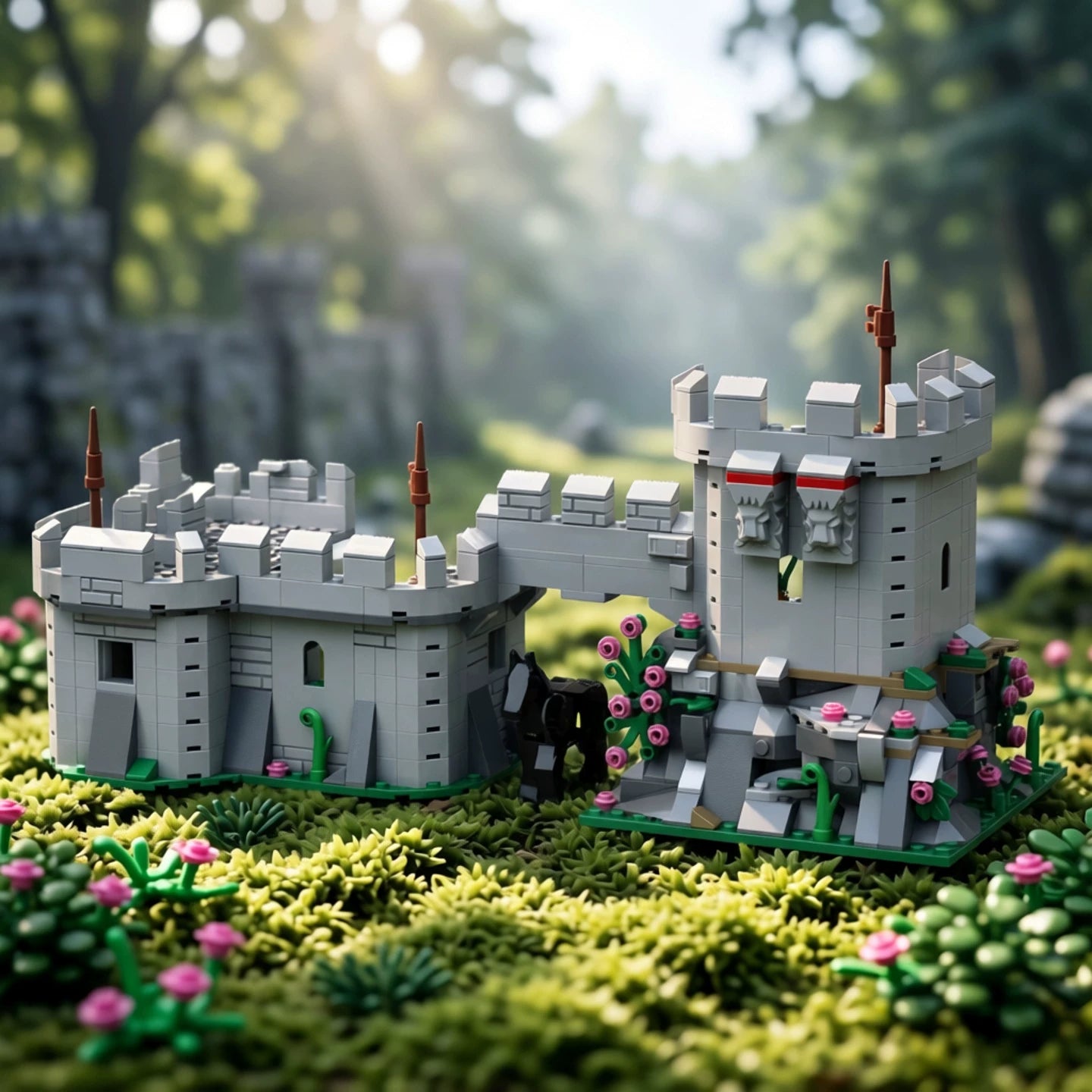 MOC-42274 Medieval camouflage castle outpost building block toy model gift ornament