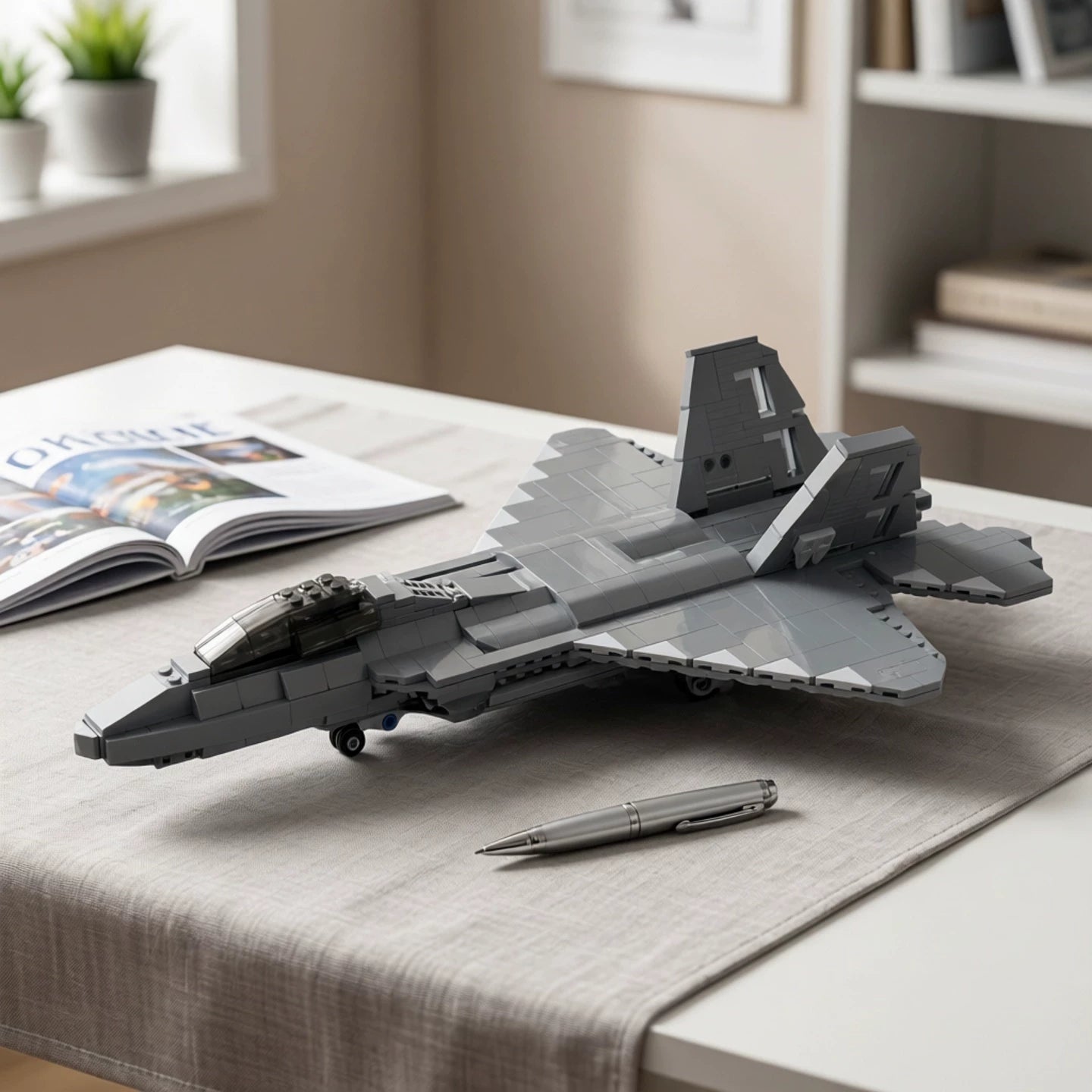 MOC-52860 building blocks 1:50 fighter jet F-22 Raptor educational toy model ornaments