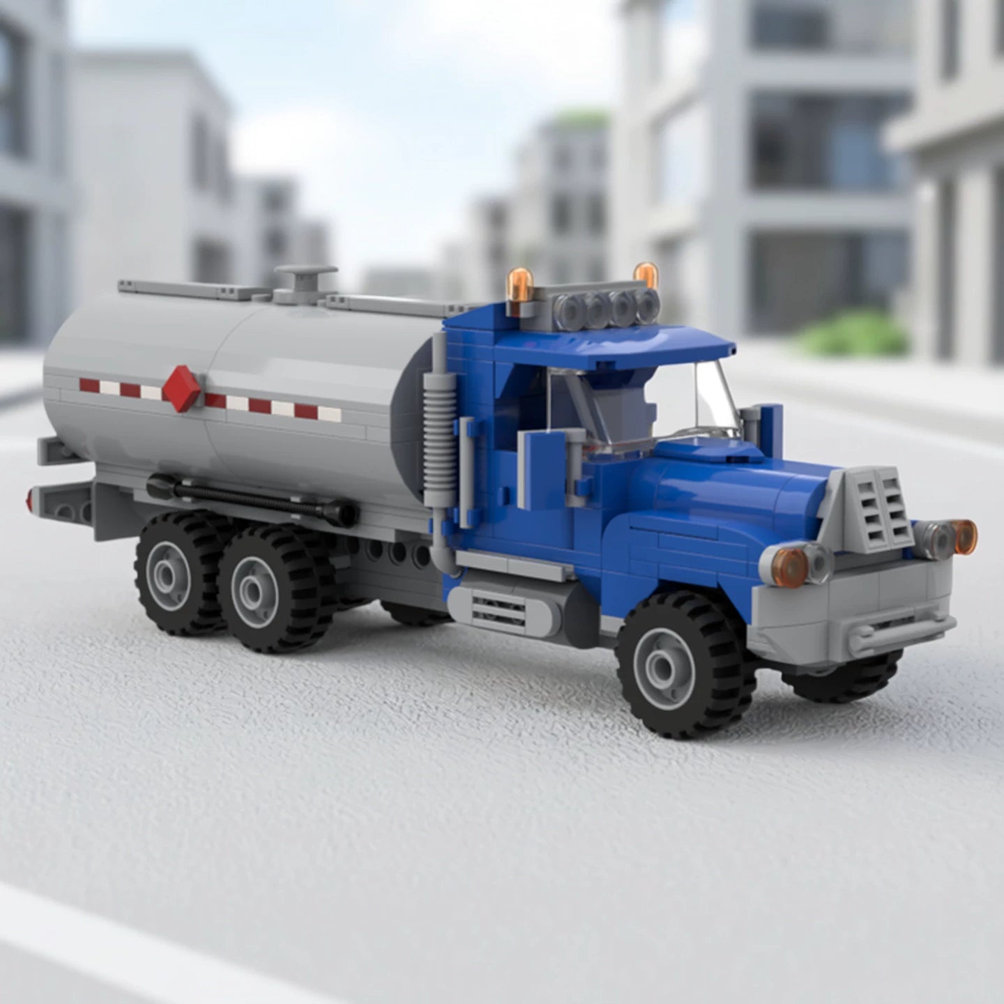 MOC-70054 urban fuel truck tank truck assembled building blocks educational toy model ornaments