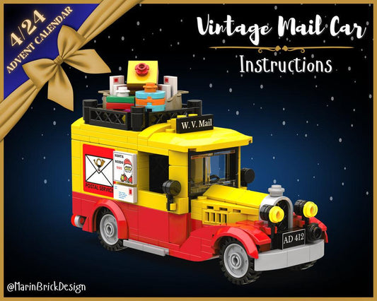MOC-164613 Christmas Vintage Postal Truck MOC - Winter Village Advent Calendar