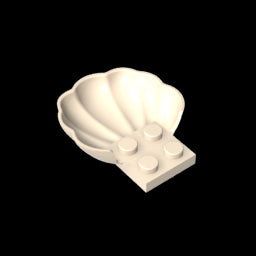 GDS-2092 - Animal Body Part, Clam / Scallop Half Shell with 4 Studs