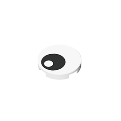 GDS-611-DE01 - Tile, Round 2 x 2 with Bottom Stud Holder with Black Eye with Pupil Pattern